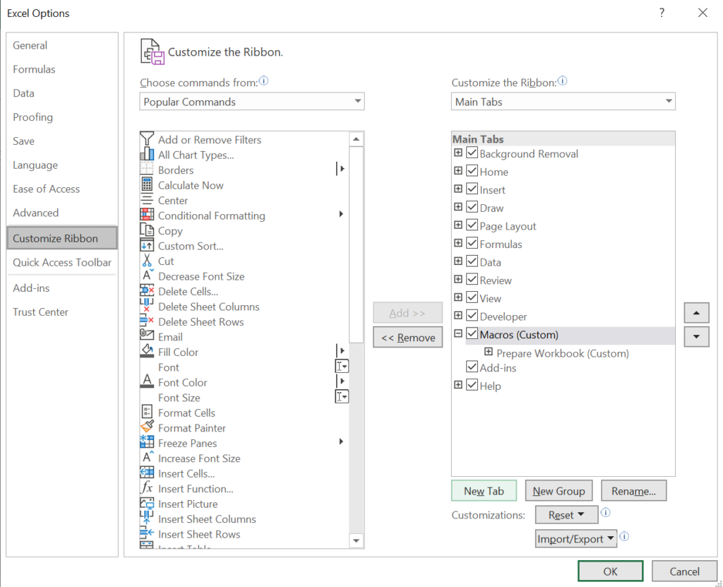 customizing  - personal macro workbook post