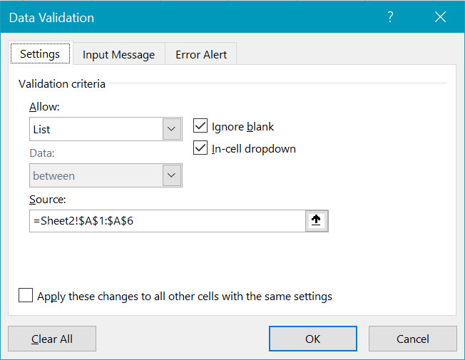 How to enter a linked list for dropdown lists