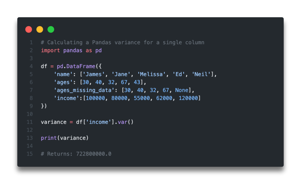 Quick Answer - Calculate the Pandas Variance