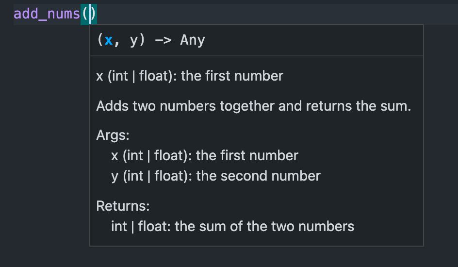 Seeing Docstrings in a Python Function