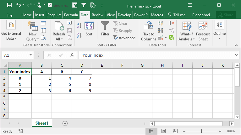 04 - Saving Pandas DataFrame to Excel with Labelled Index